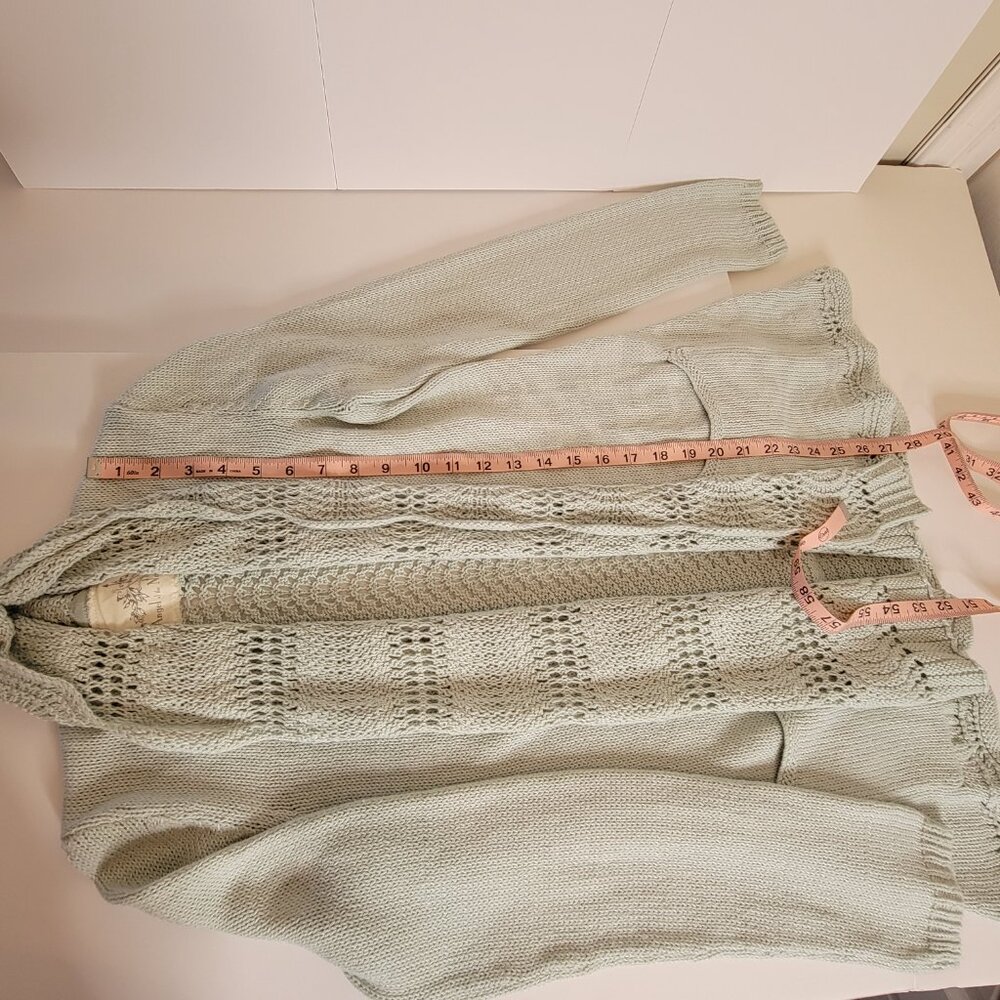 'New' Angle of the North Cotton Knit & Crochet Mint Green Cardigan Size M - Picture 7 of 10